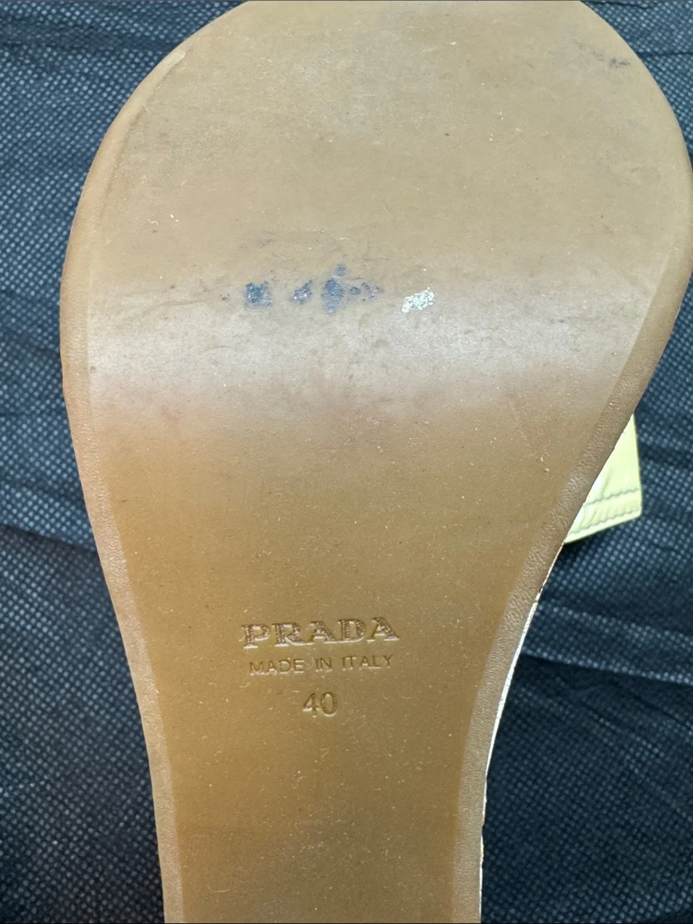 Prada Yellow to Orange Ombre Leather Platform Mules - Picture 5 of 6